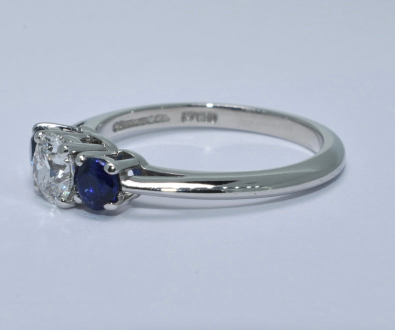 Tiffany & Co Diamond & Sapphire Engagement Ring