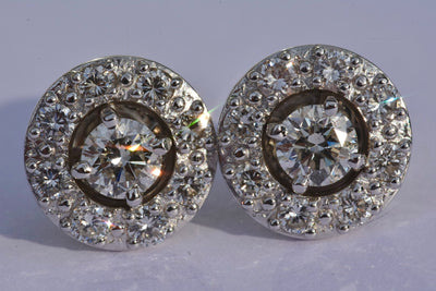 Diamond Halo Earrings 14k