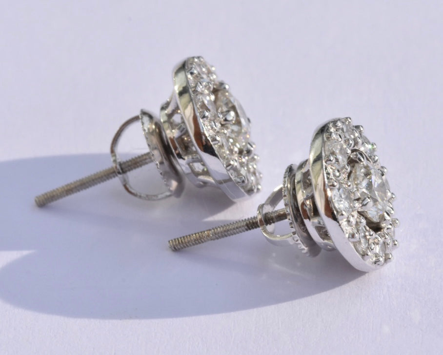 Diamond Halo Earrings 14k