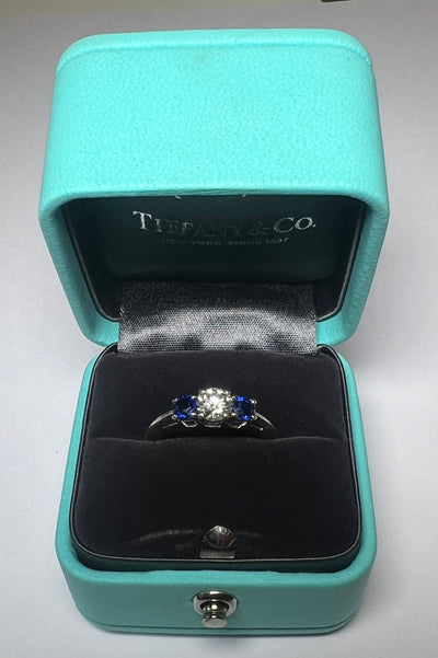 Tiffany & Co Diamond & Sapphire Engagement Ring