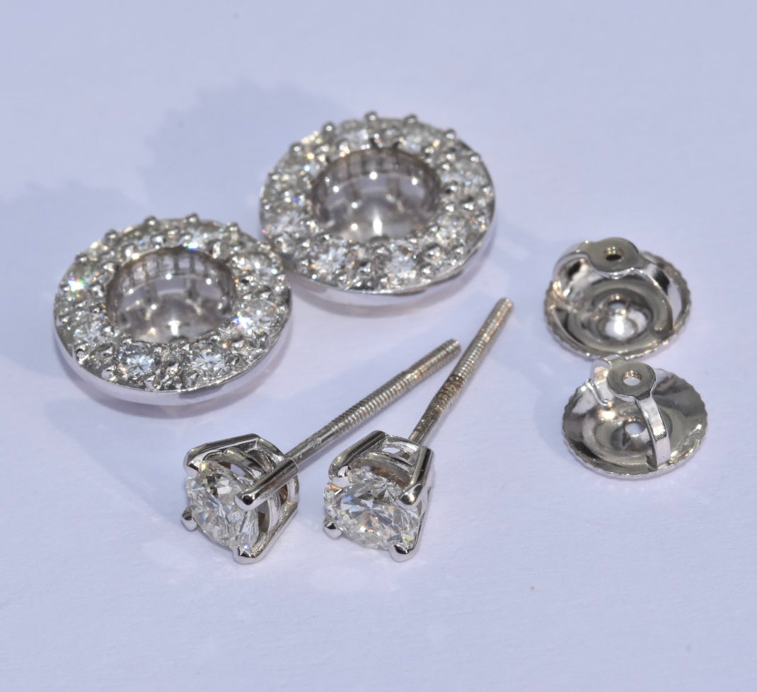 Diamond Halo Earrings 14k