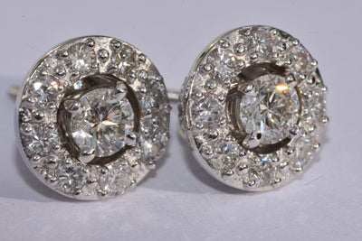 Diamond Halo Earrings 14k