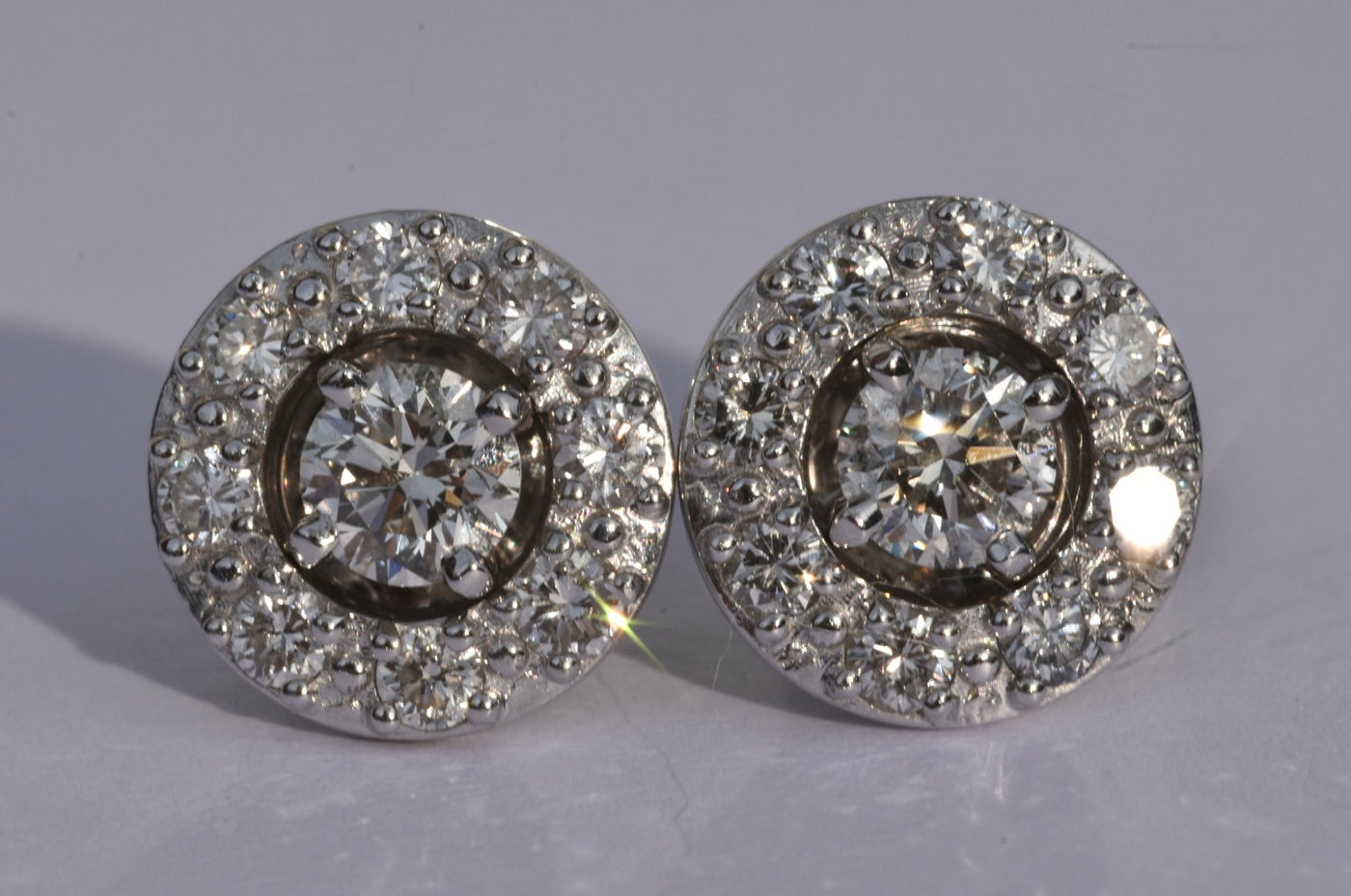 Diamond Halo Earrings 14k