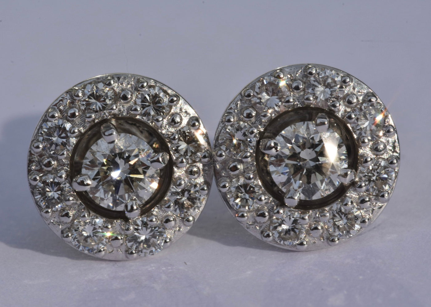 Diamond Halo Earrings 14k