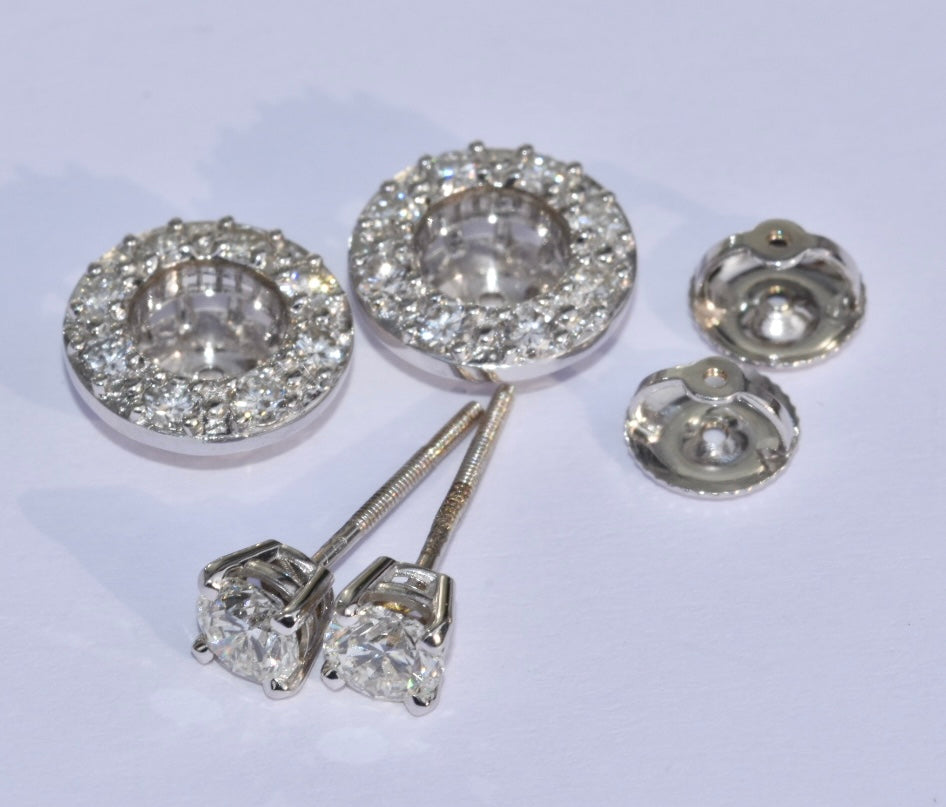 Diamond Halo Earrings 14k