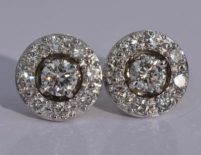 Diamond Halo Earrings 14k